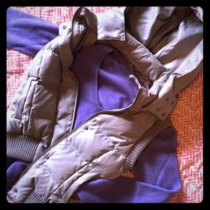 BCBGMaxAzria Taupe Puffy Vest with Detachable Hood